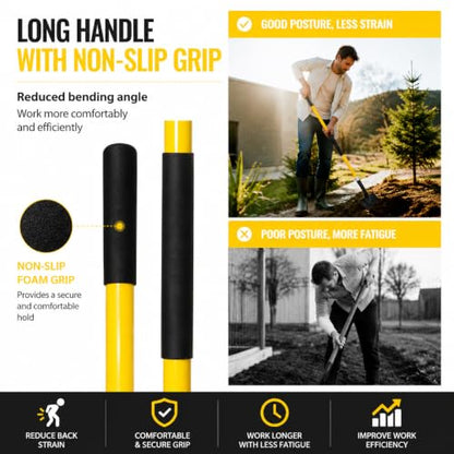 VNIMTI Heavy Duty Gardening Shovel, 56 Inch Round Blade with Fiberglass Handle (Yellow) - color: Yellow