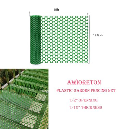 Upgraded Heavy Duty Plastic Chicken Wire Green Zip Ties Poultry Fence - color: Green