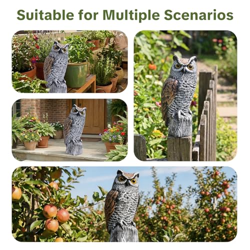 OFFO Realistic Owl Statue, Hand-Painted Garden Owl Decor, 15 Inch - size: 15 in