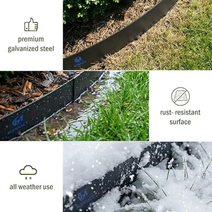 33ft. Metal Landscape Edging 4.5 inch (2" Above Ground, 2.5" Below Ground) - color: Powder-Coated Black, size: 10 Pack (40 x 4.5IN)