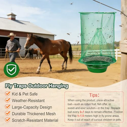 Reusable Ranch Fly Traps Outdoor Hanging Fly Cage-4 Pack - size: 4 pack