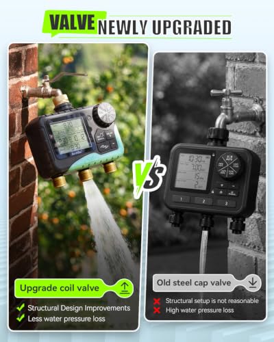 RAINPOINT 2027 V2 Upgrade 3 Zone Water Timer, Solid Brass Inlet & Outlet, IP65 Waterproof, 3 Independent Schedules, Rain Delay, Manual & Automatic Irrigation for Garden Yard Lawn Greenhouse - color: Dark Grey