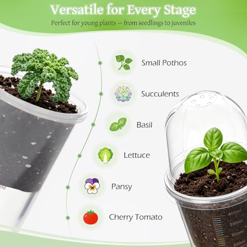 30 Pack 3.5" Self Watering Propagation Pots, Seed Starter Cups with Dome - size: 3.5 Inches