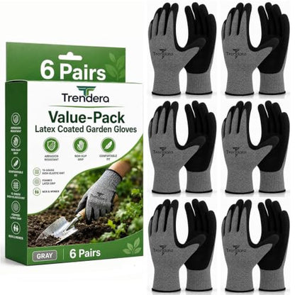 6 Pairs gardening gloves mechanic for men grip,Breathable latex dipped gloves,Suitable for garden weeding, construction, outdoor, warehouse handling, etc. - size: Large