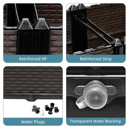 Large Raised Planter Box Outdoor Self Watering 62.9"x15.7"x19.7" , Deep Raised Garden Bed - Elevated Garden Box with Drainage Plug, Rectangular Garden Planter Perfect for Patio Balcony Deck - size: L 63"xW 16"xH 20"