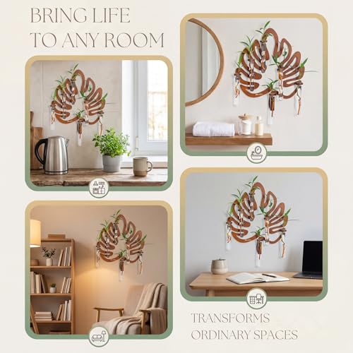 Leaf-Shaped Plant Hanging Propagation Stations with 6 Glass Vases & 1 Spare