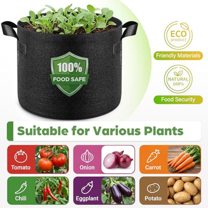 Songrey 10-Pack 25 Gallon Grow Bags - color: Black, size: 25 Gallons
