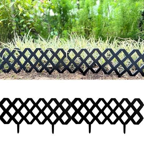 LaLaGreen Flower Bed Edging Fence (23in, 20 Pack) Decorative Black Panels - color: Black x 20
