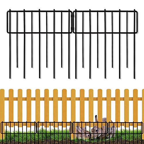 26 Pack Animal Barrier Fence, 12In(H) x 28.00Ft(L) Upgrade 1.26 in Gap Decorative Fences No Dig Fence for Rabbit and Dog, Rustproof Metal Wire Garden Fence Border for Garden Patio Landscaping - color: Black, size: 26 Panel, 28.00 Ft