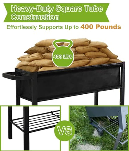 Raised Garden Bed with Legs Outdoor Elevated Planter Box with Wheel