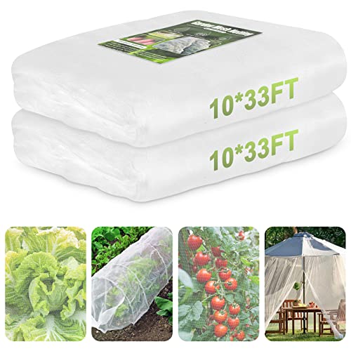 RIFNY Garden Netting for Raised Beds Garden Protection Plant, 2 Pcs 10x33Ft - color: White-2 Pack, size: 10x33 ft