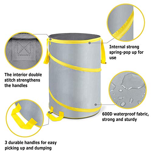 3 Pack 30 Gallon Collapsible Trash Can, Reusable Garden Leaf Bag, Pop-Up Portable Yard Waste Bags for Lawn Debris, Camping, Autumn Cleanup - Easy Storage & Carry