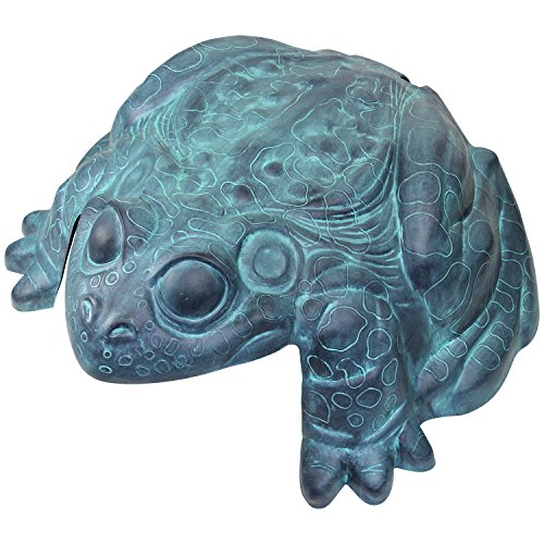 EMSCO Darwood Frog Hose Hider – Decorative Garden Hose Storage Statue – Holds 100 ft 5/8" Hose – Weather-Resistant Resin, Patina Finish - style: Frog Without Hose Reel