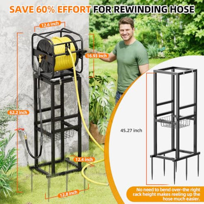 SPECILITE Garden Water Hose Reel, 100-200FT Capacity for Yard, Farm & Ranch - size: 100-200FT Capacity