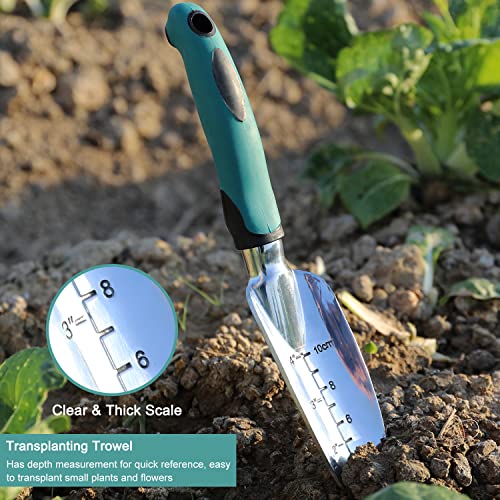 FANHAO Garden Tools Set, 3 Piece Heavy Duty Gardening Tools Cast Aluminum with Soft Rubberized Non-Slip Handle, Durable Garden Hand Tools Garden Gifts for Men Women - color: Teal