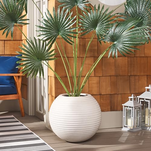 SAFAVIEH Outdoor Mora Concrete Planter Pot, 20.1" Beige PAT1534B - color: Beige
