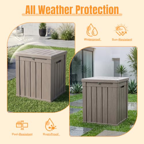 Outdoor Storage Box, 70 Gallon Waterproof Resin Patio Deck Box - color: Grey, size: 70 Gal(Thickened)