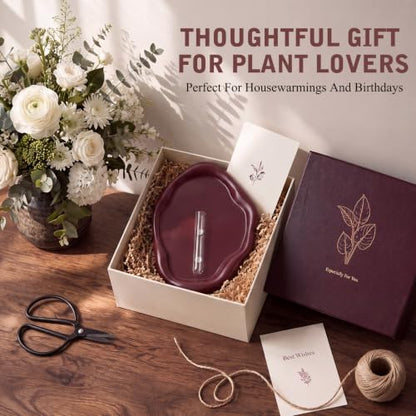 Modern Wall Mounted Resin Vase with Magnetic Glass Tube, Maroon - color: Maroon