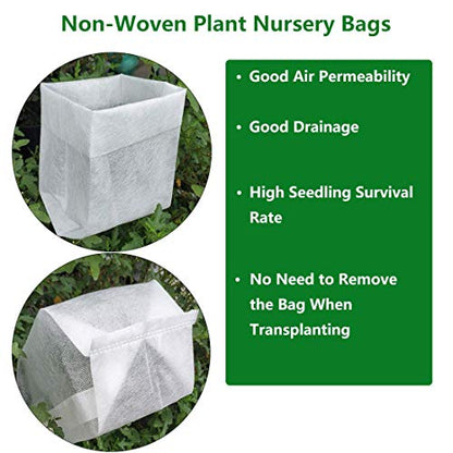 Belit 100 Pcs Nursery Grow Bags, Non-Woven Plants Pots Container for Starting Deep Rooted Plants Vegetable, Flower, Seedling Tree (7.5"x13.5") - color: White, size: 100 Pcs 7.5"x13.5"