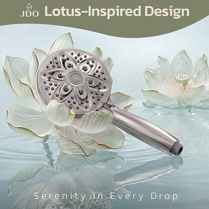 JDO Handheld Shower Head, 6 Spray Settings, Brushed Nickel Finish - color: Brushed Nickel, style: 6 Modes