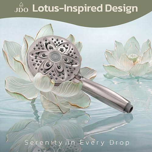 JDO Handheld Shower Head, 6 Spray Settings, Brushed Nickel Finish - color: Brushed Nickel, style: 6 Modes