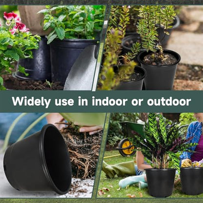 Plant Nursery Pot 7 Gallon Plastic Garden Planter Pots Flower Seedling Injection Molded Container Seed Starting Large Pot Set for Indoor Outdoor Plants Seedlings Vegetables - size: Standard 7 Gallon