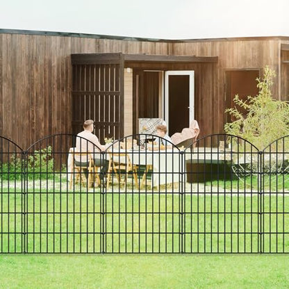 Metal Garden Fence 42 in x 23.3 ft, Tall Outdoor Dog Fence Panel for Yard - size: 42"Hx23.3ft (10Panels)