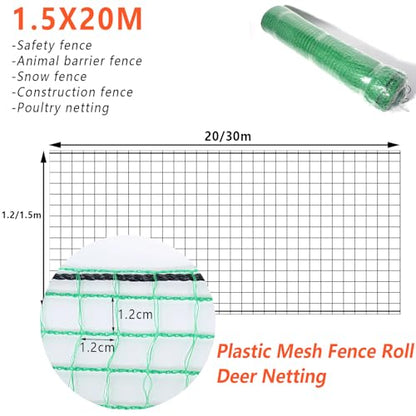 POYEE 5x65ft Garden Fence Temporary Fence, Plastic Mesh Fence Safety Fence - color: Green, size: 5x65ft