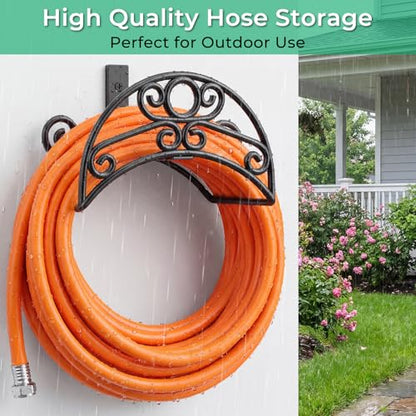 TomCare Garden Hose Holder Wall Mount, 150FT Capacity Water Hose Hanger - color: Deep Black, size: Standard
