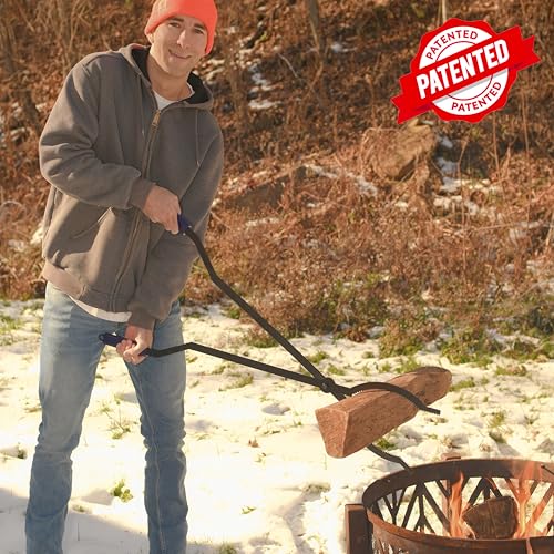 40in Fire Log Tongs Firewood Grabber and Fire Poker Set - size: 40in fire tongs poker set