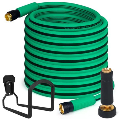 AIODE Heavy Duty Garden Hose, 5/8 in x 100 FT, Super Flexible Hybrid Rubber - size: 100FT