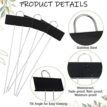 Maitys 38 Pcs Metal Plant Markers Outdoor, Black Label with White Ink - color: Black Label With White Ink