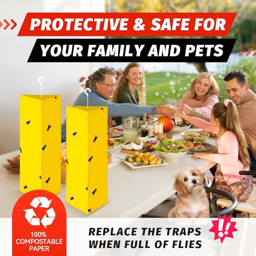 LULUCATCH Sticky Fly Traps, 10 Pack Fly Traps Indoor with Hanging Hook, Odorless Yellow Sticky Gnat Traps for Mosquitoes, Non-Toxic Bug Catchers for Fleas, Drain Flies, Moths, Insects - size: 10 Pack-A