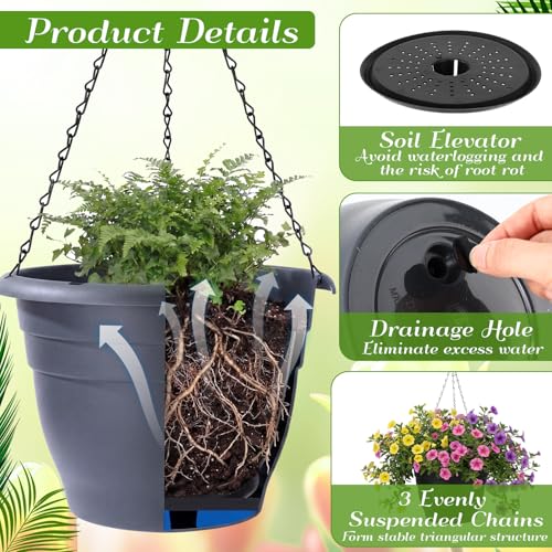 20 Pack Hanging Planter Basket 10 Inch with Drainage Tray - color: Gray, size: 10 Inch