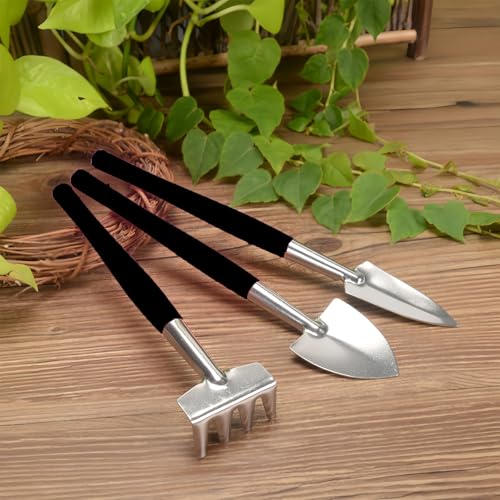 Mini Gardening Tool Set for Potted Plants, 3-Piece Indoor Plant Care Kit with Stainless Steel Shovel & Trowel, Precise Weeding and Transplanting Tools for Greenhouses