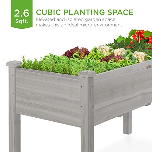 Best Choice Products 34x18x30in Raised Garden Bed, Elevated Wood Planter Box Stand for Kids, Backyard, Patio, Balcony w/Bed Liner, 150lb Capacity - Gray - color: Gray