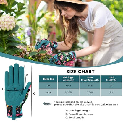 Gardening Gloves,Garden Gloves for Women Firm Grip Breathable Thorn Proof - color: Green Bird