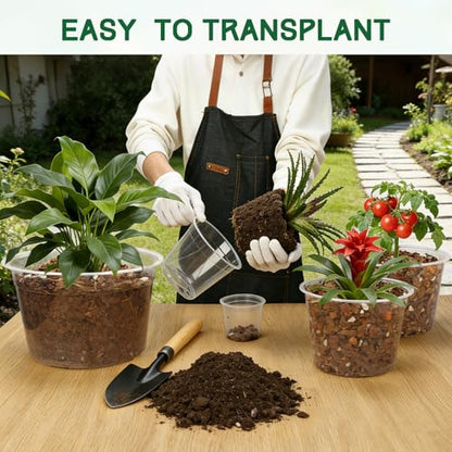 OUPSAUI 35 Pack 4/6/8/10/12 Inch Clear Nursery Pots with Drainage Hole, Clear Large Plastic Pots for Plants, Transparent Variety Seedling Planter for Vegetable Flowers Fruits - size: 35PCS-4+6+8+10+12