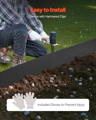 VEVOR Steel Landscape Edging, 6 Packs 40 x 8 in Rust-Resistant Metal Landscape Edging, Bendable Garden Edging Border, Heavy Duty Lawn Edging, Easy-to-Install, Flower Bed Yard Pathway Divider Black - size: 40" L x 8" H,6 Pack, style: Upgraded version