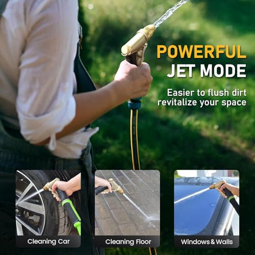 Heavy Duty Metal High Pressure Garden Hose Nozzle Set with Expandable Flexible Water Hose, Adjustable Spray Water Sprayer Gun for Car Washing Lawn Watering Patio Cleaning