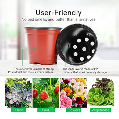 VIVOSUN 50 Pcs 6 in Plastic Plant Nursery Pots, Seed Starting Pots - size: 6 inch