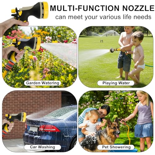 Garden Hose Nozzle with Adjustable 10 Watering Patterns Hose Spray Nozzle - color: Yellow
