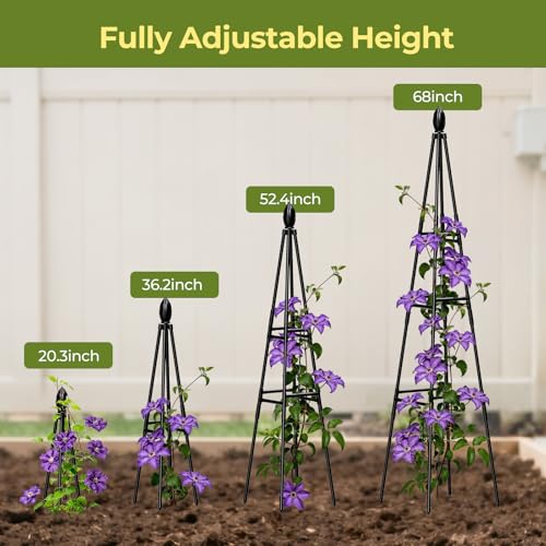 2 Pack Garden Trellis for Climbing Plants Outdoor,68" Tall Cucumber Trellis Garden Obelisk Trellis Rustproof Plants Support with Adjustable Heights for Indoor Potted Plants, Vines, Vegetables - style: Flame-shaped(2Pack)