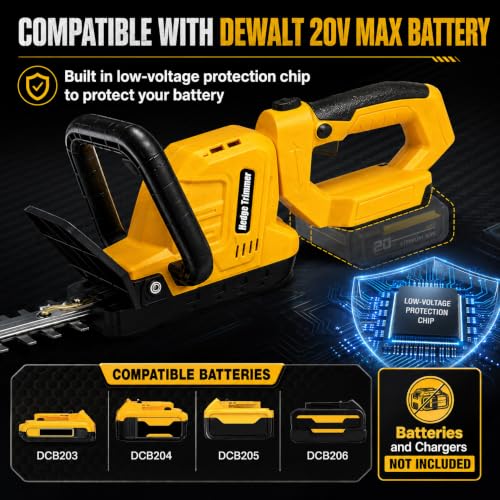 Hedge Trimmer Cordless 20.4" Compatible with DEWALT 20V MAX Battery - size: 20 IN
