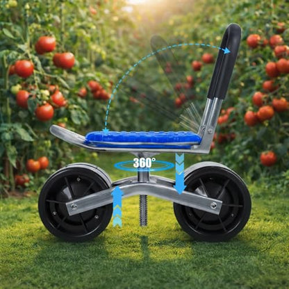 Blue Garden Rolling Seat with Wheels