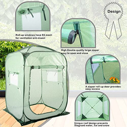 Porayhut Pop Up Greenhouse Tent,Portable X-Large Walk-in Flower House ,Indoor Outdoor Gardening Plant Sunshine Room with PE Mesh Cloth Cover for Protecting Plant from Cold Frost & Birds - style: 52'' Tall Flower House Tent