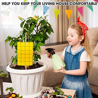 Qualirey 600 Pcs Sticky Trap for Gnats 3 x 5'' Dual Side Sticky Fruit Fly Trap with Tie Plant for Flying Insect Fungus Bugs Flying Catcher for Indoor (Yellow)
