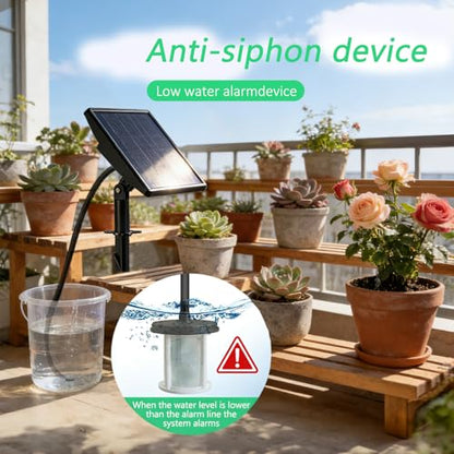49FT Solar Drip Irrigation System, Automatic Watering Irrigation Kit for 15 Potted Plants, Auto DIY Watering System Plant Water Devices with Timer for Greenhouse Balcony Indoor Outdoor