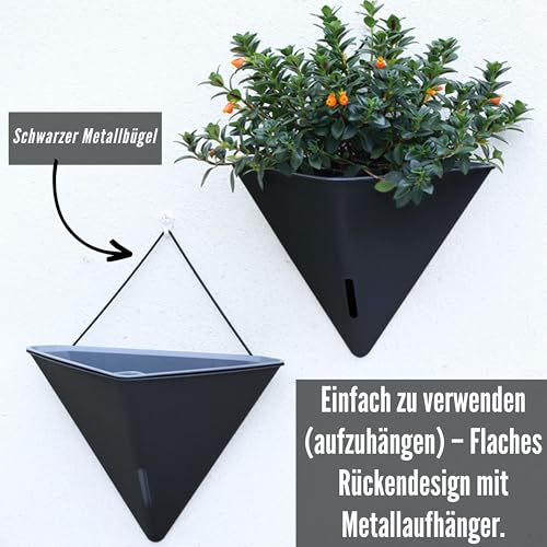 LaLaGreen Indoor Wall Planter (12in, 2 Pack) Black Self Watering Flower Pot - color: Black X 2 Pack