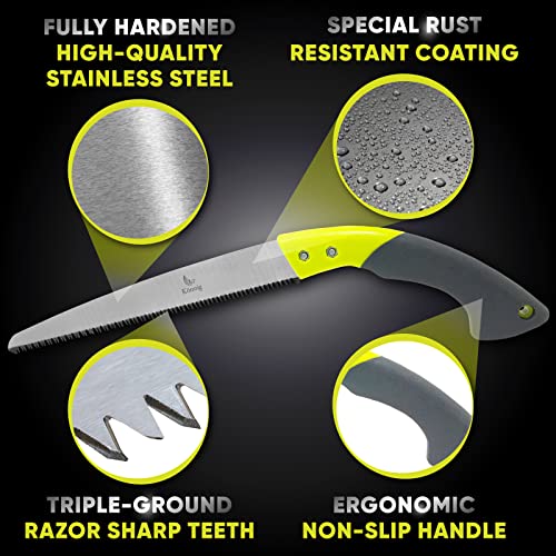 Professional Heavy Duty Pruning Saw (Razor Sharp 13" Straight Blade) Comfort Handle with Saw Blade Enclosure - size: 12" Straight